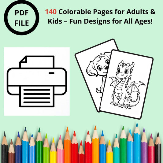 140 Kids Coloring Pages + Full Resale Rights Included